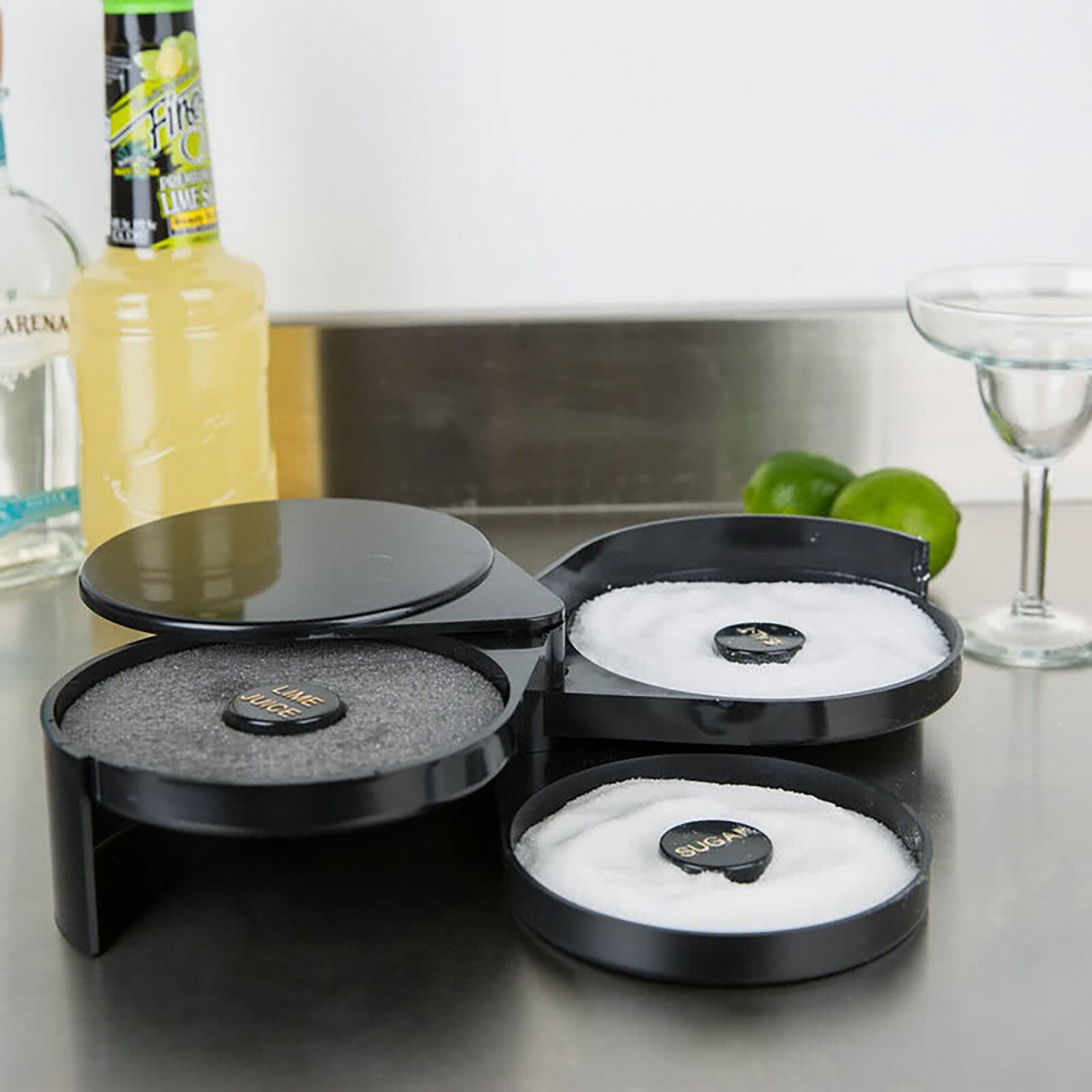 1 Set Dip Cocktail Glass Salt Box Three-layer Margarita Seasoning Sugar Wine Glass Box Mini Bar Barman Gadgets Bartender Tools
