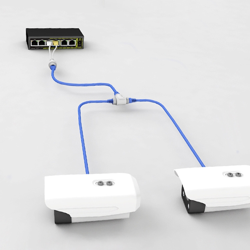 POE Splitter 1-tot-2 Besparing Netwerkkabel Drieweg RJ45 Connector Voor Beveiligingscamera Router Draadloze Beveiligingscamera