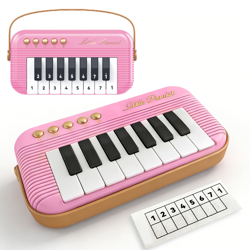 5 färger mini piano keyboard leksaker för barn, retro fickpiano, musikleksaker nybörjare, elektroniskt musikinstrument: Rosa