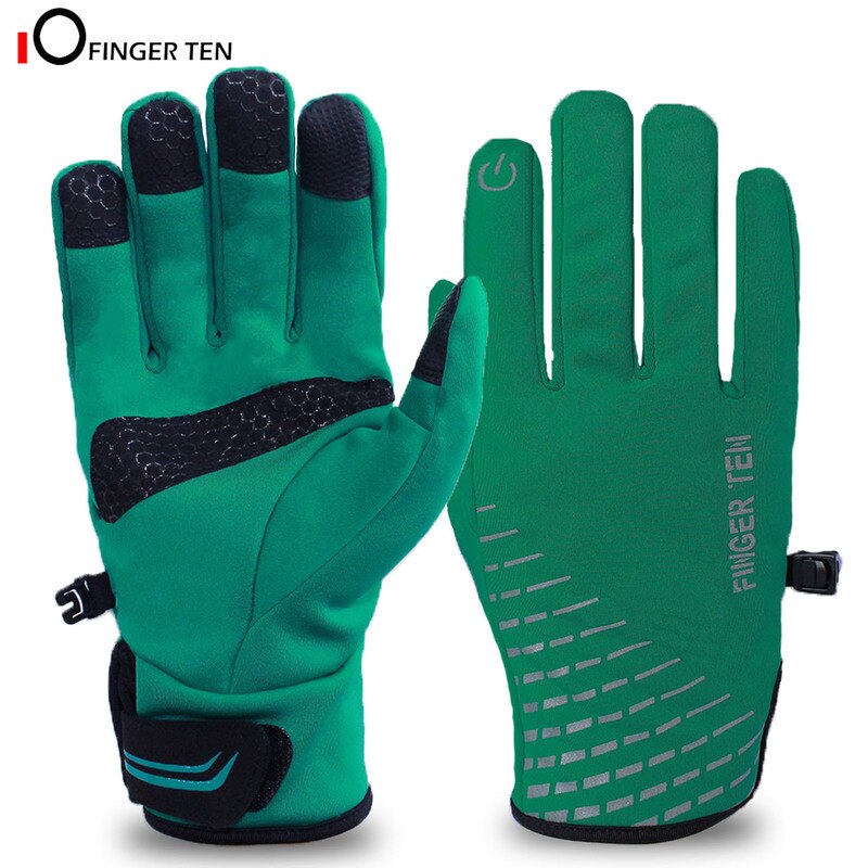 Verbeterde Pluis Warme Winter Handschoenen Waterdichte Touchscreen Anti Slip Voor Mannen Vrouwen Running Fietsen Voetbal Skiën: green / XL