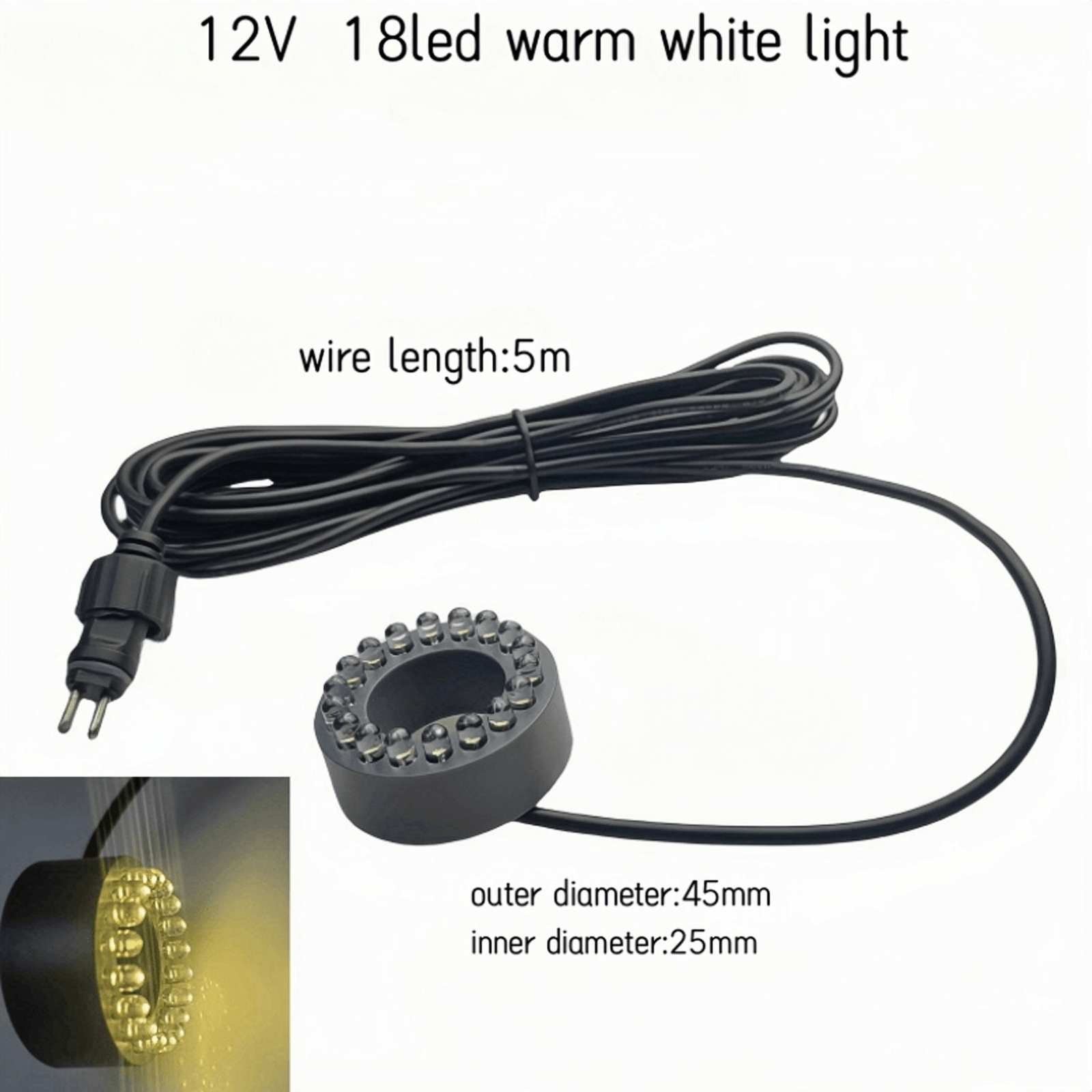 12V 24LED light ring Underwater Color Changing Submersible Fountain Light for Garden Yard Aquarium Pond