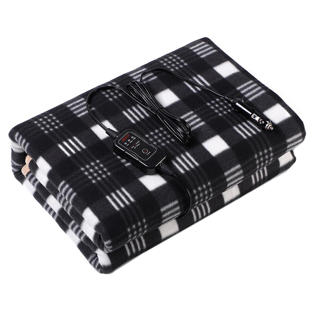 110*145cm cobertor elétrico do carro 12v isqueiro aquecimento rápido flanela cobertor xale inverno quente para benz w211 suv rv caminhão: Black
