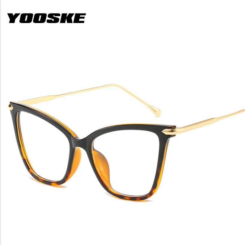 Monturas para gafas de gato YOOSKE, marco de Metal para mujer, Disgner, gafas ópticas para mujer, monturas transparentes, gafas Vintage