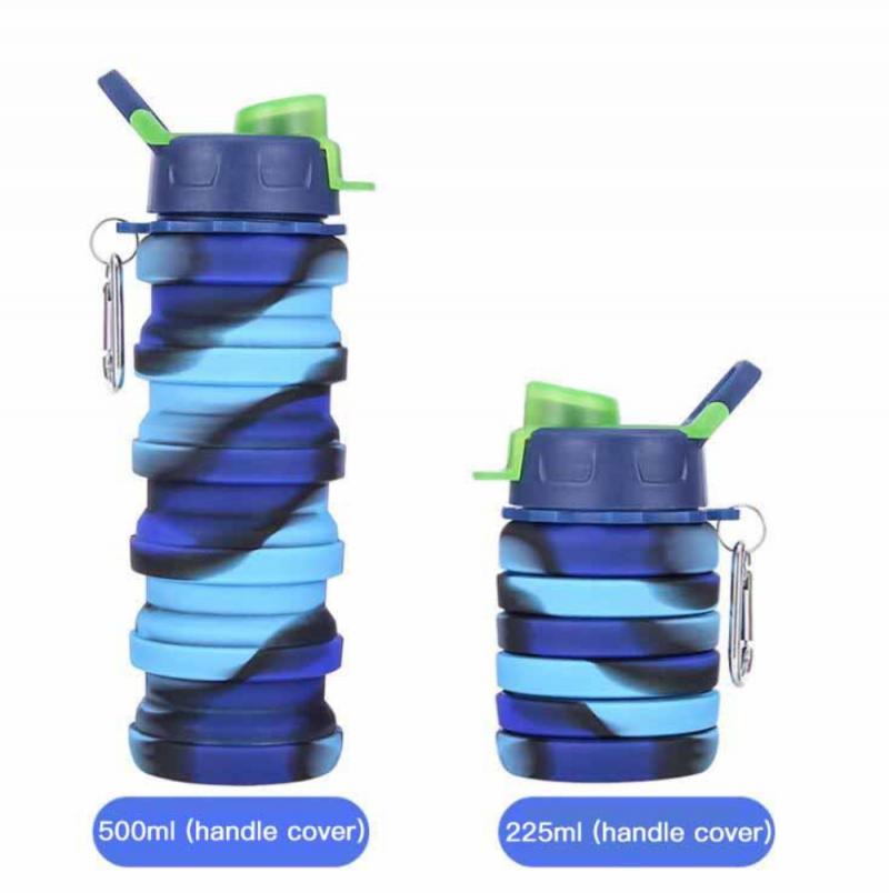 Silicone Travel Cup Telescopische Inklapbare Drinken Thee Cup Intrekbare Opvouwbare Waterfles Outdoor Sport Tour Camping Fles: blue2