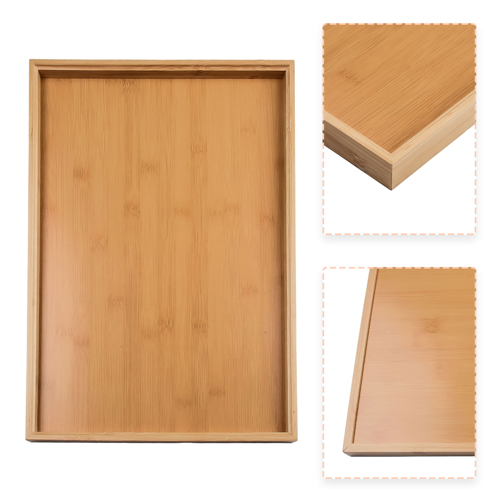 Bandeja para servir Rectangular de madera de bambú, bandejas para tazas de té, vajilla, bandeja de comida, bandeja de almacenamiento para cocina, , barra de té