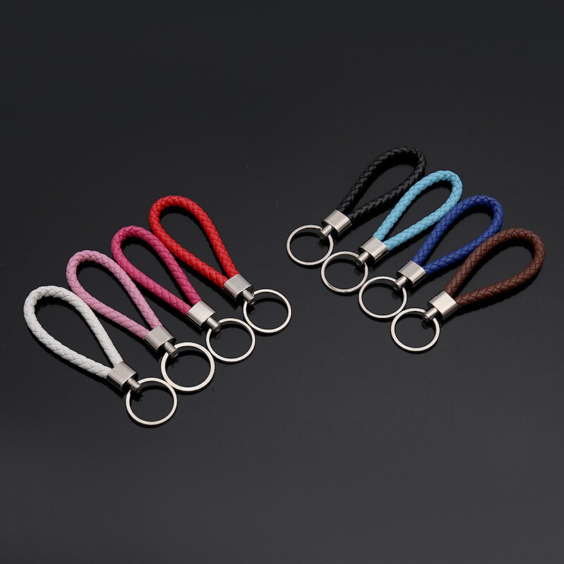 100pcs/lot Woven Leather Rope car key chain Keyring Pendant Rope Keychain