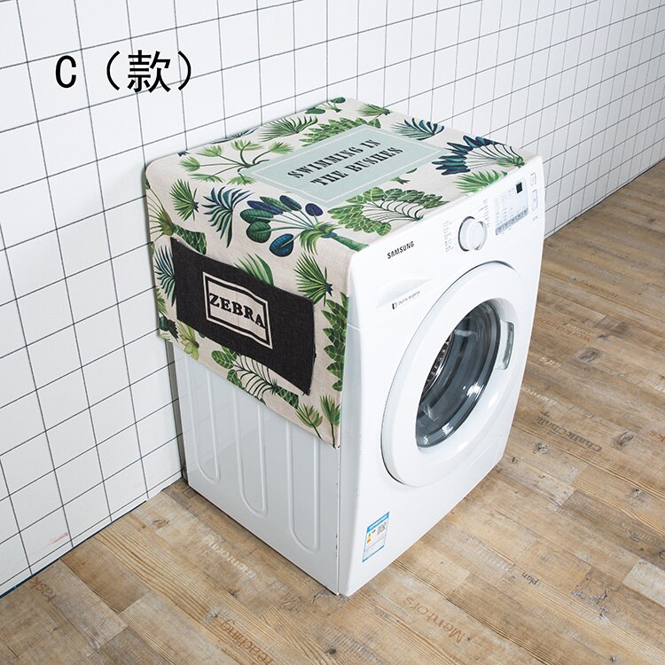 Retro plantestøvbetræk til husholdningsapparater universalbetræk vaskemaskinebetræk enkeltdørs køleskabsbetræk: C