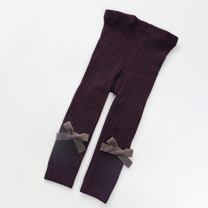 Lente Baby Girl Stretch Leggings Broek Mooie Boog Herfst Peuter Kind Breien Broek Meisjes Leggings: 2 / 21-23