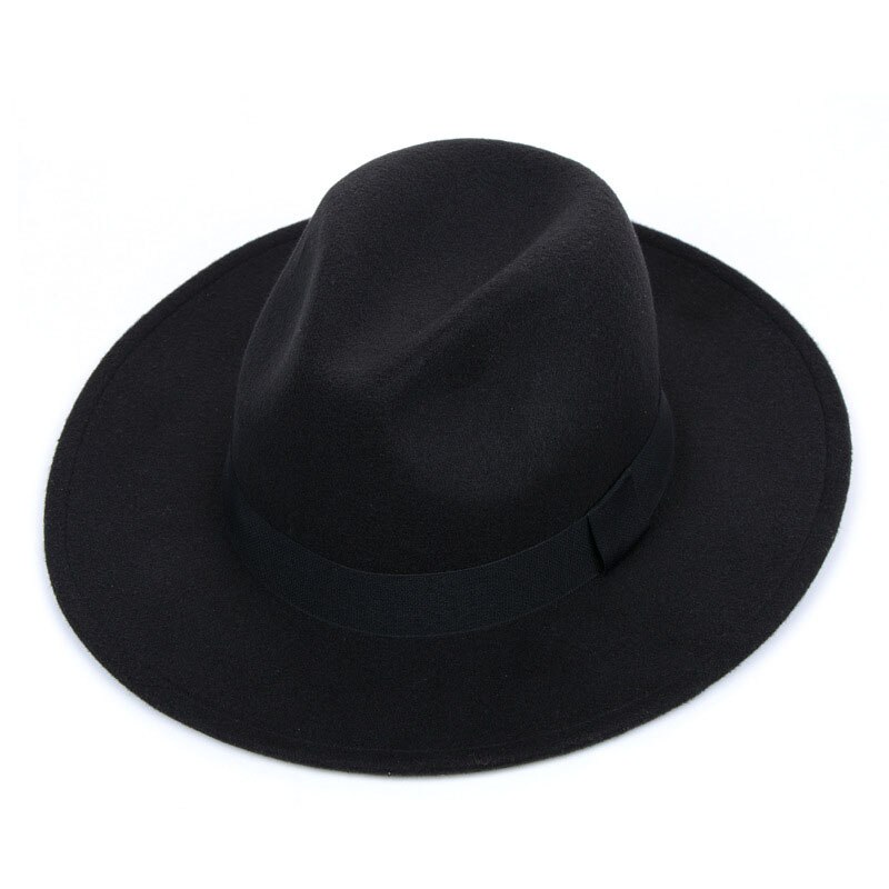 Fedora hat kvinder imitation uldfilt hatte mænd sort top jazz hat: Sort