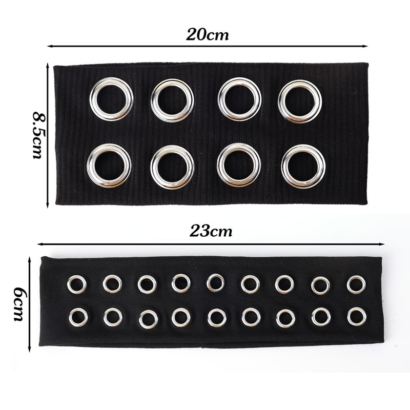Punk Rock unisexe bandeau évider oeillet bande extensible Steampunk large élastique accessoire de cheveux pour sport gothique scène: Argent