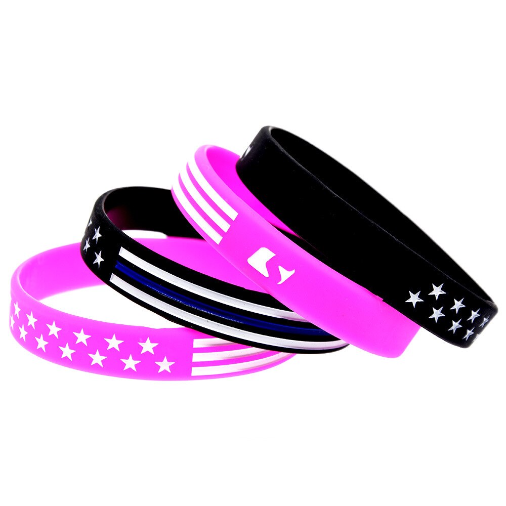 Mode Dunne Blauwe Lijn Sterren En Strepen Siliconen Armband Camouflage Amerikaanse Polsband Bangle