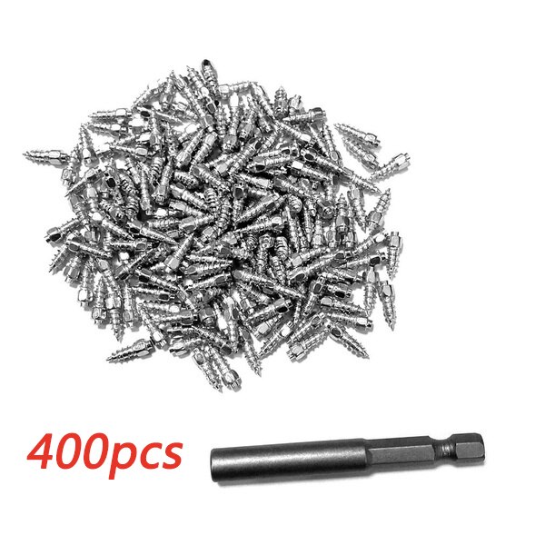 400PCS Tire Stud Screws Snow Anti-Slip Anti-ice Spikes for Auto Motorcycle Bike with Tool Car Tire Studs: 400pcs