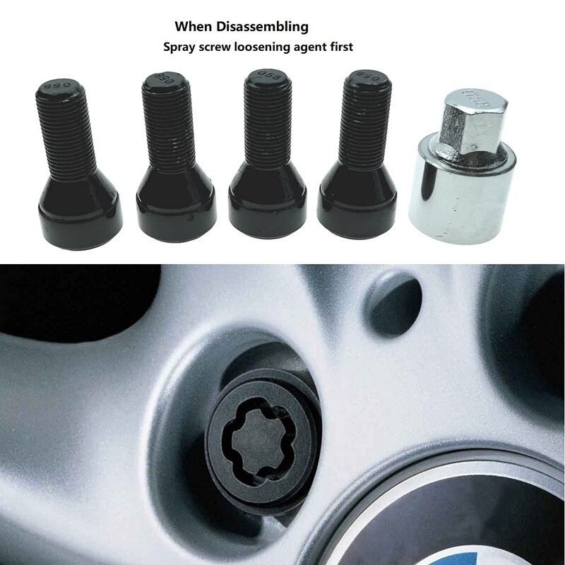 Boulons de roue antivol pour BMW 14x1, 25mm, verrouillage de roue de haute sécurité, 36136792851