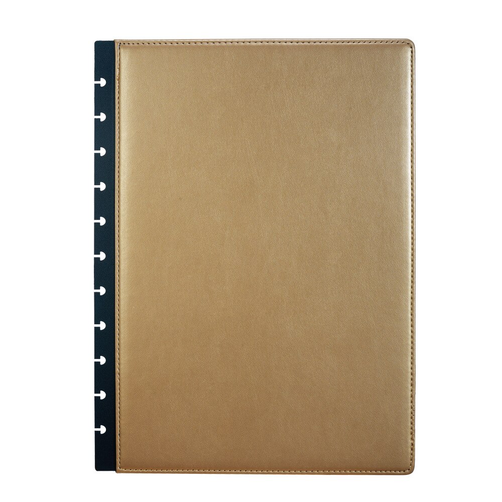 Fromthenon A4-cuaderno con agujeros de seta, organizador, cubierta, sistema de encuadernación de anillos de disco, accesorios, papelería para oficina y escuela: Gold cover