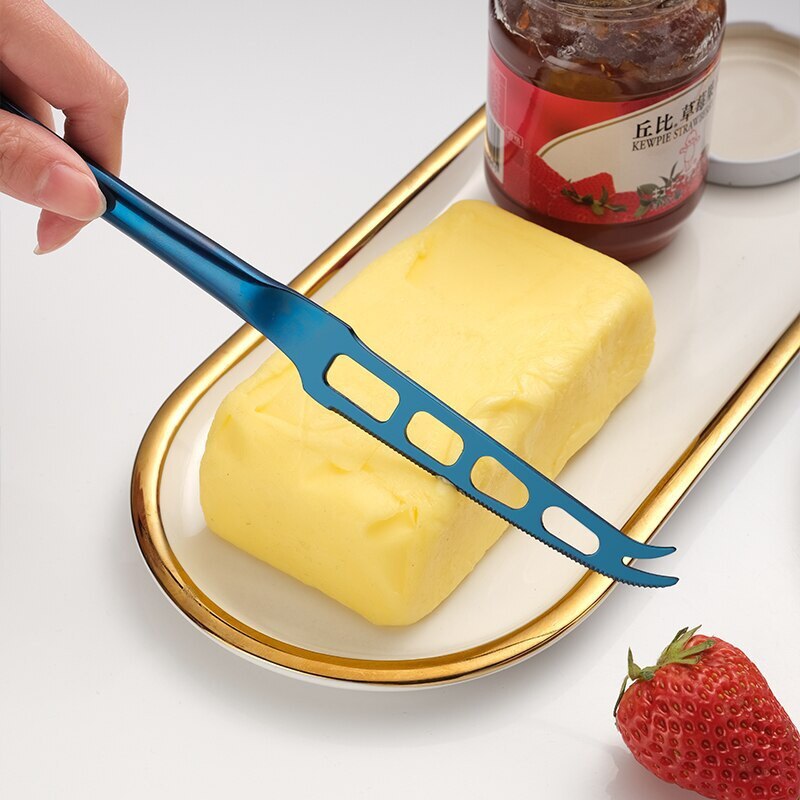 Stainless Steel Butter Knife With Hole Multifunctional Cheese Dessert Jam Knife Cutlery Tool Kitchen Toast Bread Knife