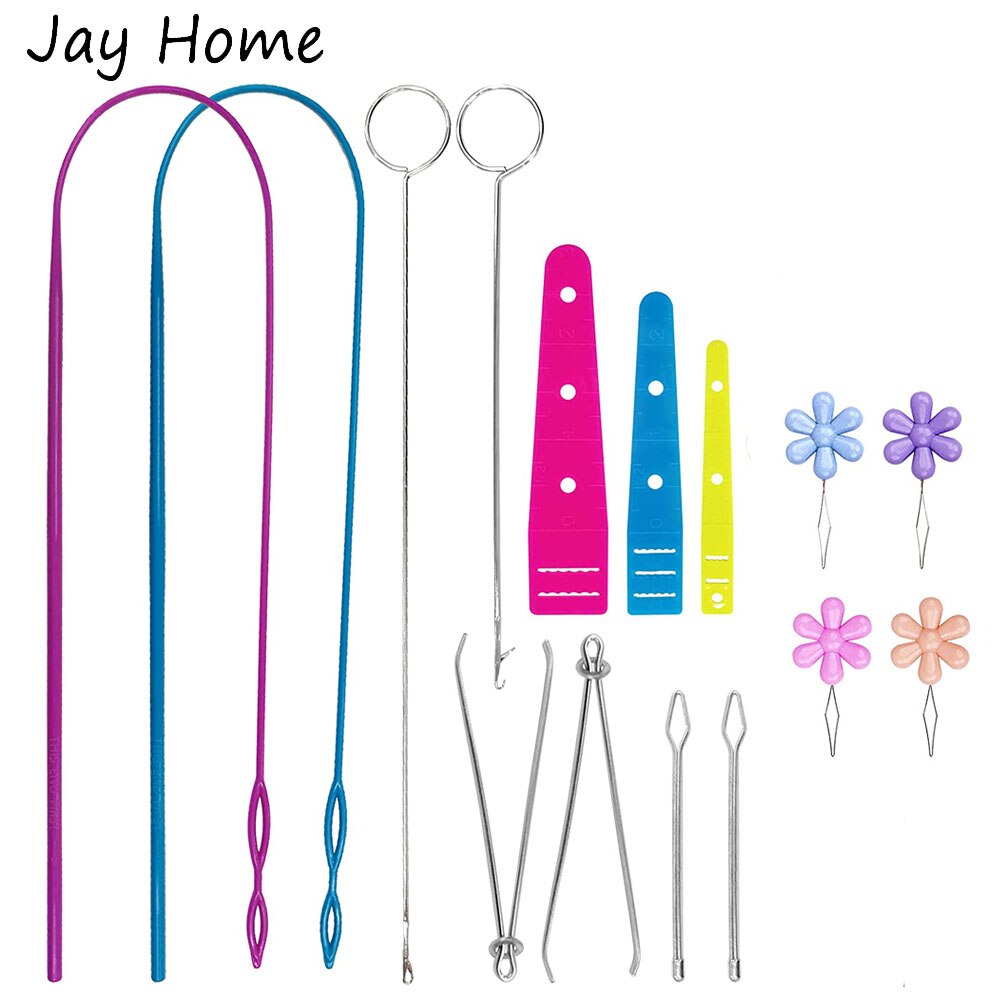 Fleksibel snoretrækker sytråderværktøj syløkkedrejerkrog metalpincet flad plastiktråder gør-det-selv-syværktøj: 5