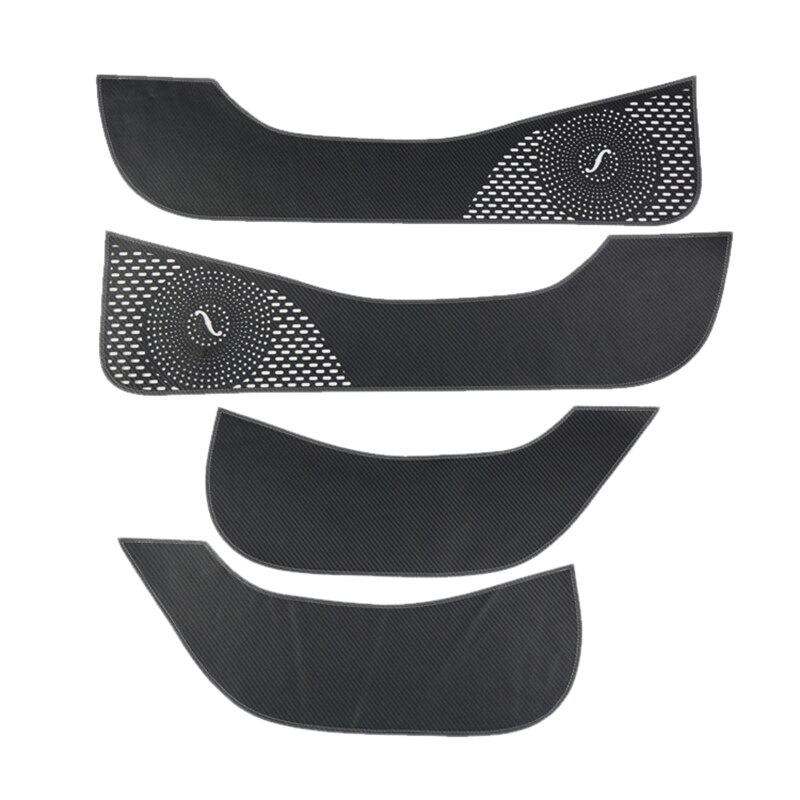 Voor tesla model 3 autodeur lederen anti-schop koolstofvezel beschermhoes autodeur anti-schop anti-vuil pad sticker 4 stuks