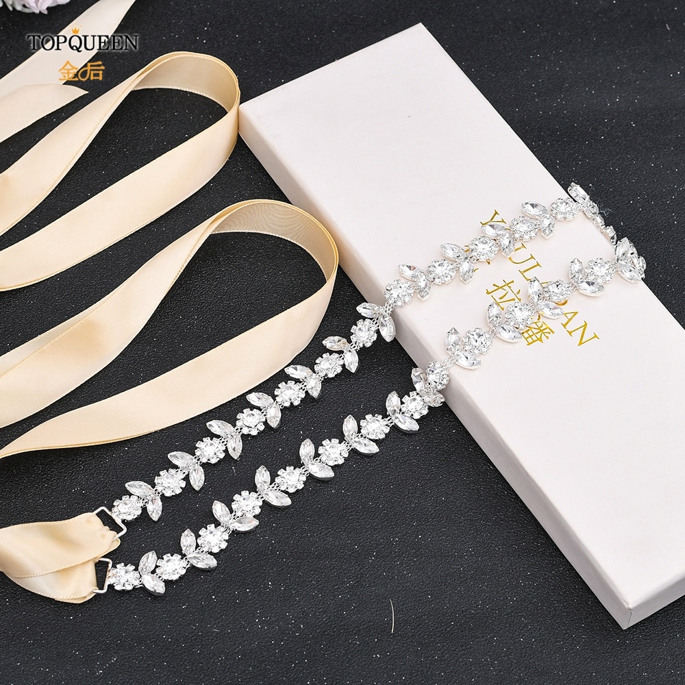 TOPQUEEN Luxus Strass Gürtel Hochzeit Gürtel Diamant Braut Gürtel Schärpe Hochzeit Zubehör Abend Party Band Gürtel Schärpe S440