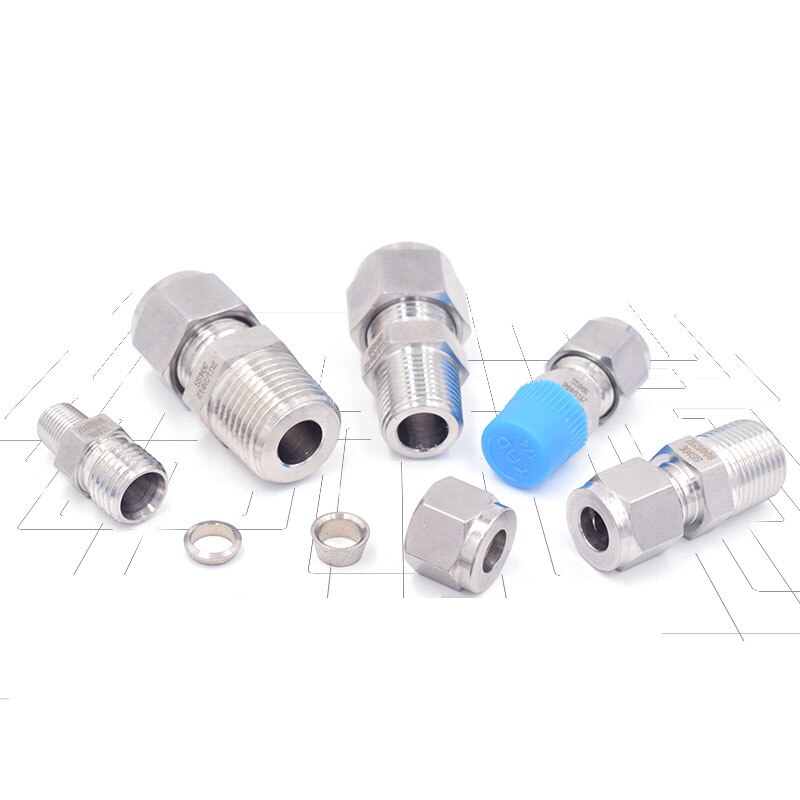 1X Compression Fitting Ferrule Stainless Steel Terminal 1/8 Thread Pipe Joint 6/8/10/12MM ZG/G/NP TMale Straight Adapter Connect