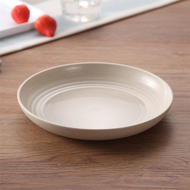 Wheat Straw Plates Solid Color Eco Food Snack Dish Plate Lunch Dinner Dessert Fruit Plate Tray Kitchen Cooking Tableware тарелки: Beige