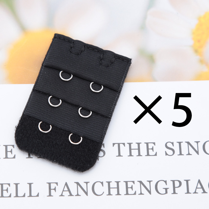 5 unids/set hebilla señoras útil extensor de sujetador correa de extensión elástica gancho cinturón ajustable íntimos hechos a mano mujeres accesorios DIY: Negro
