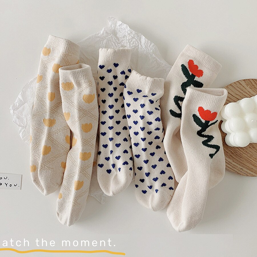 3 paia di calzini per bambina calzini per bambini alla moda coreana calzini a tubo centrale per bambine adorabili per bambini di 1-12 anni: 1-3T