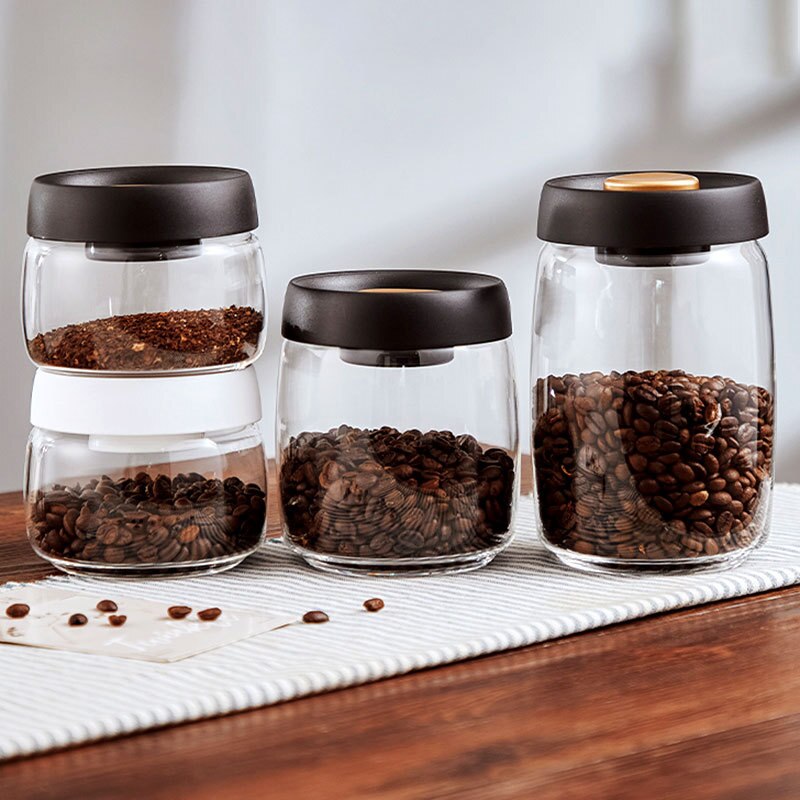 Vacuum Coffee Beans Storage Bottles Sealed Glass Bottle Storage Tank Food Grains Container Can Mason Jar Transparent