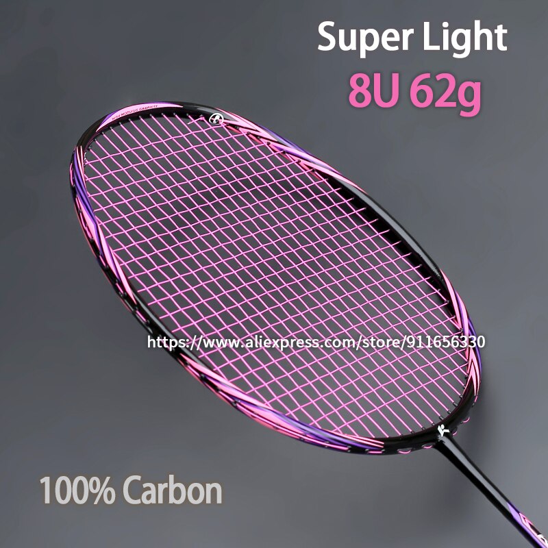 Raquettes de Badminton en Fiber de carbone de Type avec sacs à ficelle, Tension maximale de 32lb, entraînement, raquette de sport de vitesse pour adultes, G5