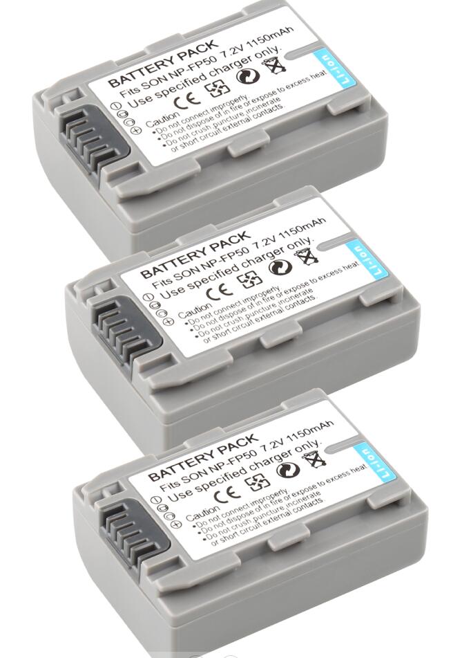 NP-FP50 batería + cargador para Sony DCR-HC30 70E 80E NP-FP30 NP-FP60 NP-FP70 23E 24 24E 30 30E 32 32E 35 35E 39 39E: 3 battery