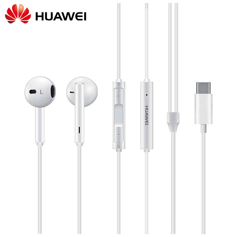 Original huawei  cm33 hörlurar usb typ-c i örat hörlurar headset mikrofon volym huawei mate 10 20 pro 20 x rs  p 10 20 30 not 10: Ingen förpackning