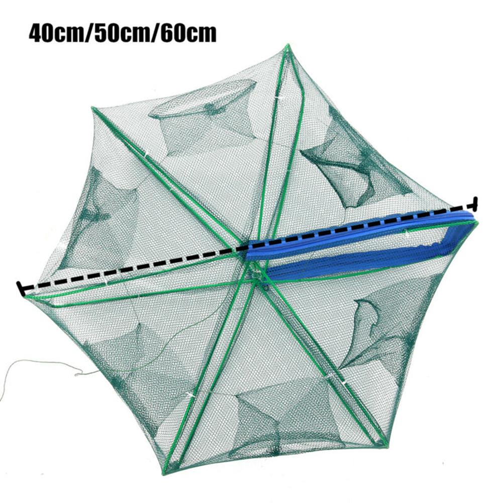 40/50/60cm Nylon 6 Löcher Volle Automatische Garnelen Hummer Krabben Fischernetz Falle