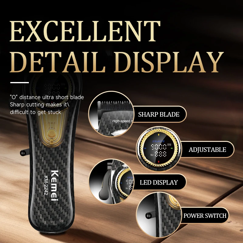 Kemei Hair Clipper Adjust Hair Trimmer For Men Electric Fade Beard Rechargeable Hair Cutter Machine Barber 9000RPM