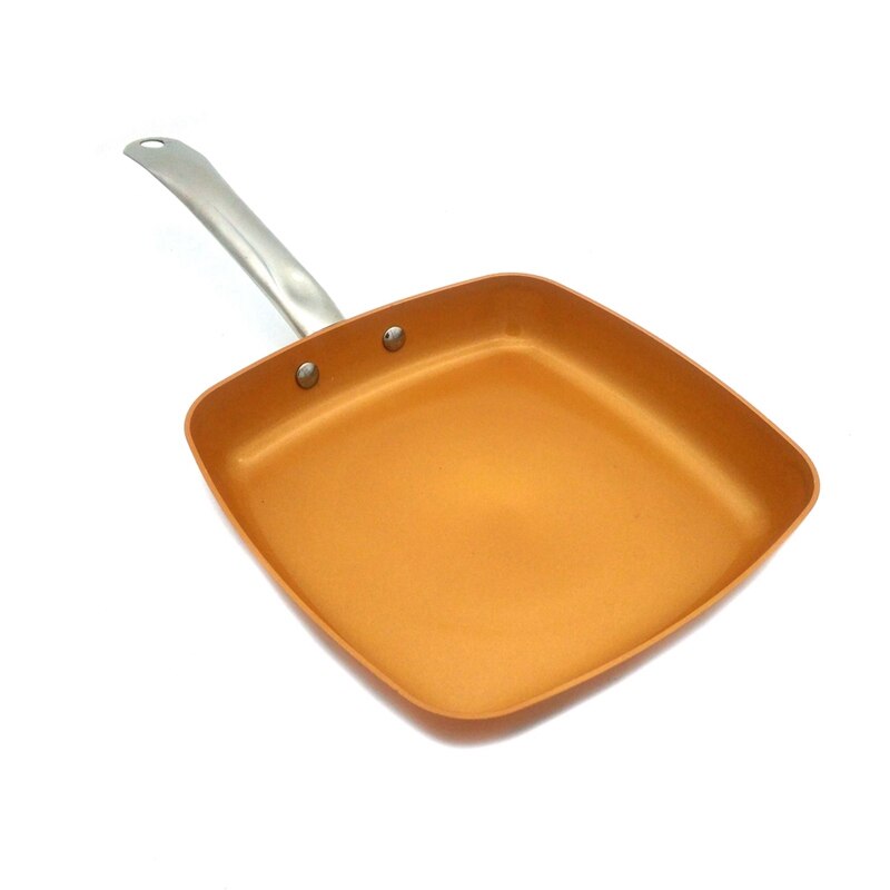 WCIC 10 Inch Safe Glass Lid Copper Pans Deep Square Induction Fry Pan Dishwasher Safe Oven Nonstick Copper Frying Pan