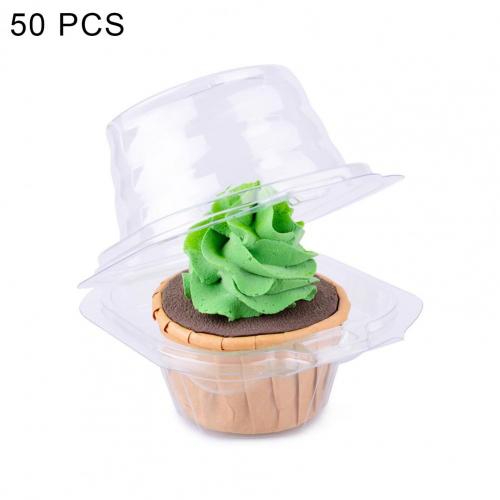 50Pcs Clear Plastic Enkele Cupcake Cake Case Muffin Dome Houder Box Container Voor Keuken Accessoires: Default Title