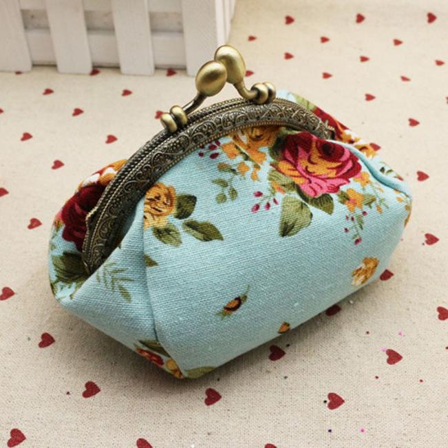 Vintage Portemonnee Vrouwen Lady Retro Retro Bloemenprint Kleine Portemonnee Hasp Bloemen Printing Bloemen Clutch Money Key Pouch