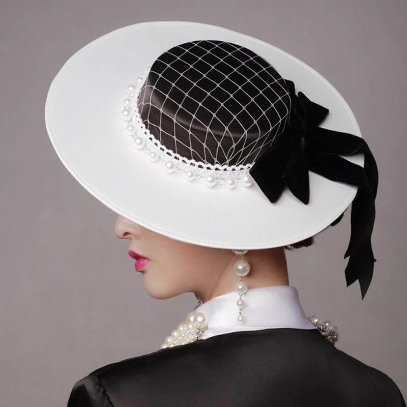Chapeaux de mariage Vintage en dentelle pour femmes, en filet, accessoires de mariage blancs, pour mariées, fascinateur, Sinamay, gants en voile, cage à oiseaux: style-4 hat