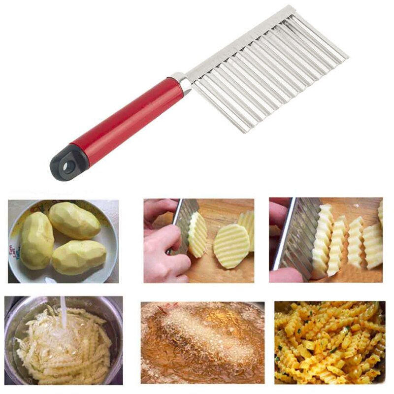 Cuchillo de acero inoxidable con forma de onda para patatas fritas, aparatos domésticos, manual, herramientas de cocina, buenas cosas