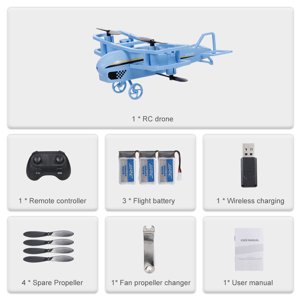 JJRC H95 RC Plane Mini Airplane Altitude Hold Function Auto Hover Headless Mode 360 Rotation One Button Takeoff Outdoor Toy: Blue 3B