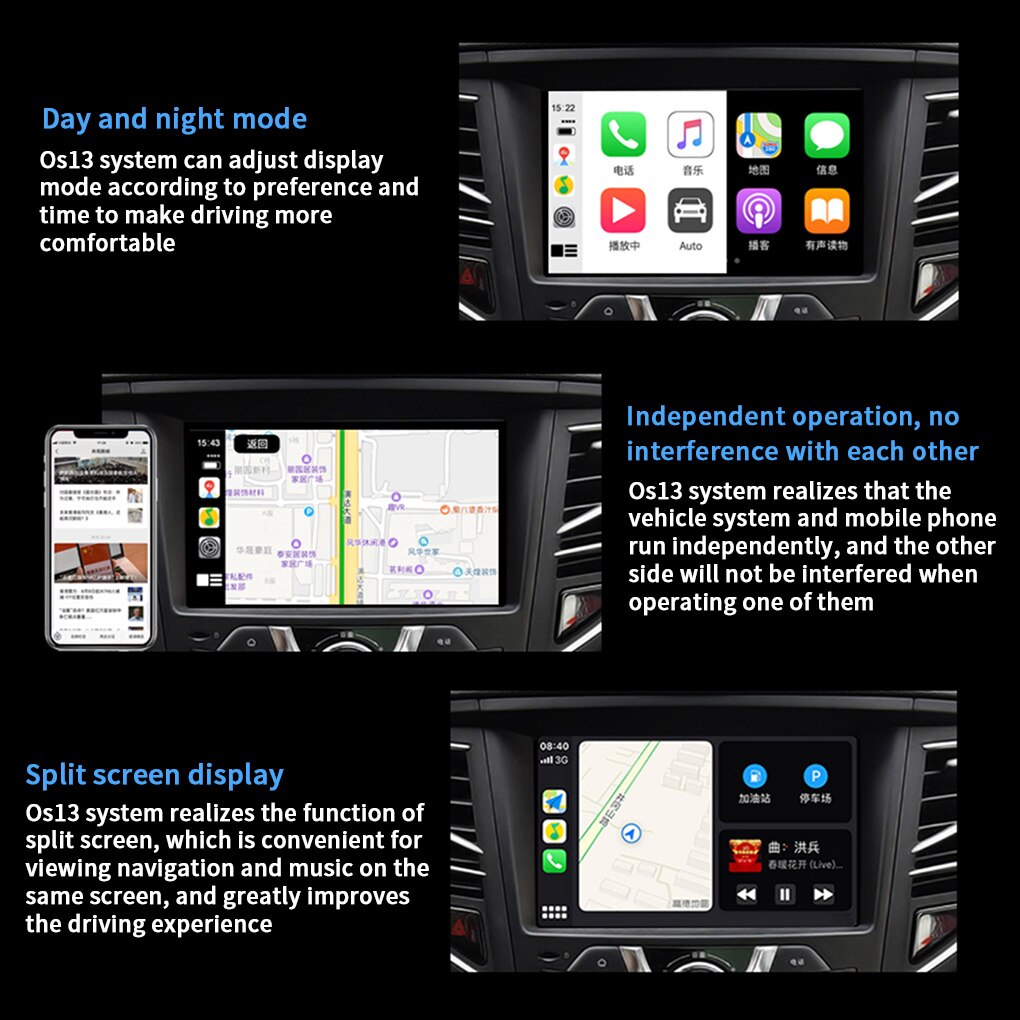 Carlinkit-llave electrónica automática Apple CarPlay /Android para Carplay, para sistema Android, pantalla de enlace inteligente, compatible con mirrorlink, IOS, 14 mapas de música