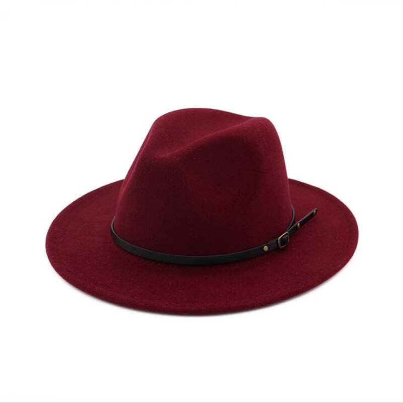Uldfilt fedora hat kasket bred kant med bælte damer trilby chapeu feminino hat kvinder mænd jazz kirke gudfar sombrero kasketter  h3