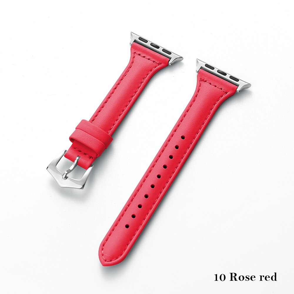 Lederen Band Voor Apple Watch Band 44Mm 40Mm 42Mm 38Mm Iwatch Armband Series5 4 3 2 1 Armband Vervanging Accessoires: Rose red / 42mm or 44mm