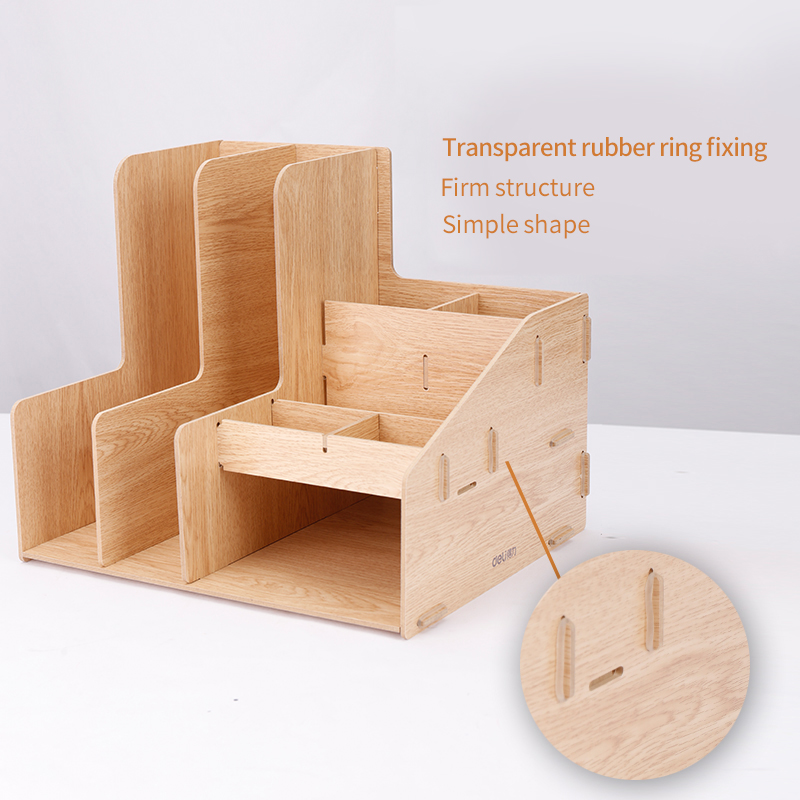 DIY Desktop Wooden Document Tray Storage Box Multifunction Pen Pencil File Holder Office Desk Organizer School Supplies 79250