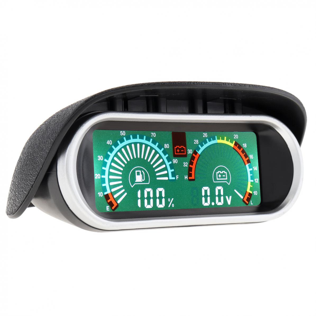 12V 2 In 1 Universal Car LCD Digital Voltmeter Voltage + Gauge Oil Fuel Gauge Meter for Car / Truck