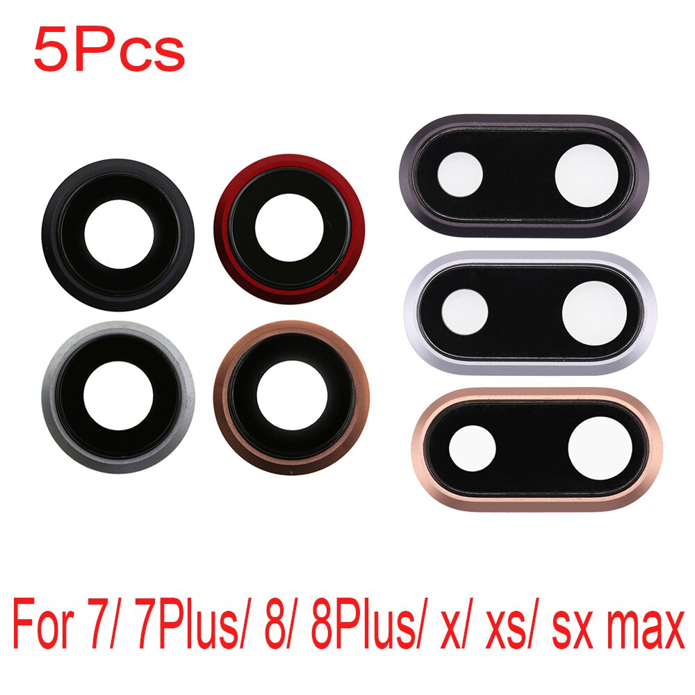 5pcs Zurück Hinten Kamera Objektiv Glas Ring Abdeckung Mit Rahmen Halter Für iPhone X XS Max 7 8 Plus ersatz Teile