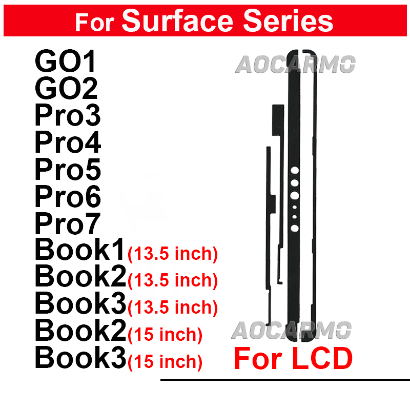 Do Surface Pro 3 4 5 6 7 GO1 GO2 Book 1 3 Book2 Book3 13,5 15 cali Przedni klej samoprzylepny Naklejka na wyświetlacz LCD Pro4 Pro5 Pro7 Pro9