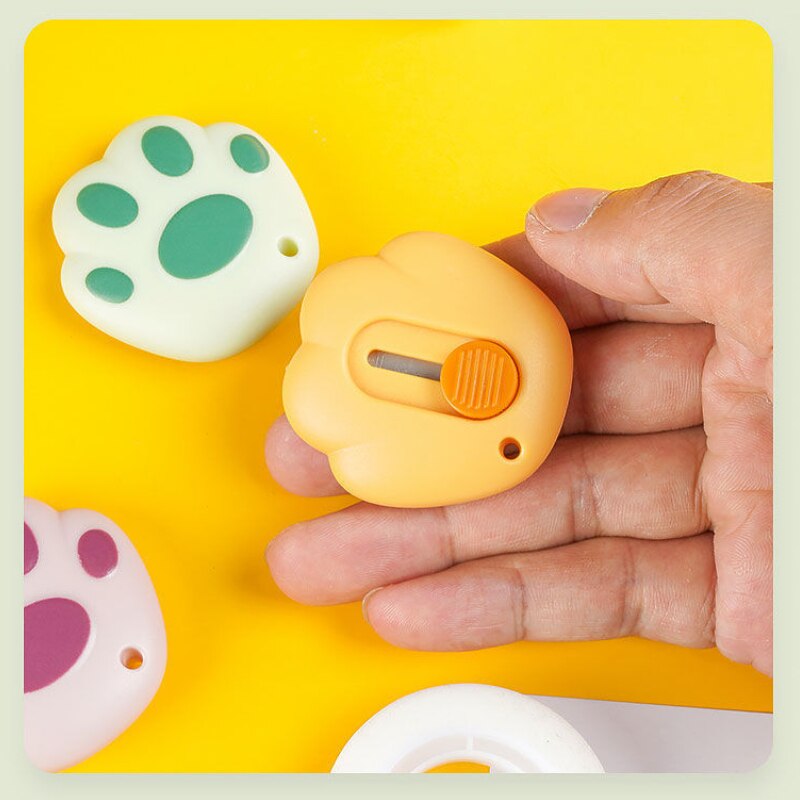 Cuchillo pequeño con forma de Pata de Gato, abridor de paquetes, papelería para estudiantes, suministros escolares