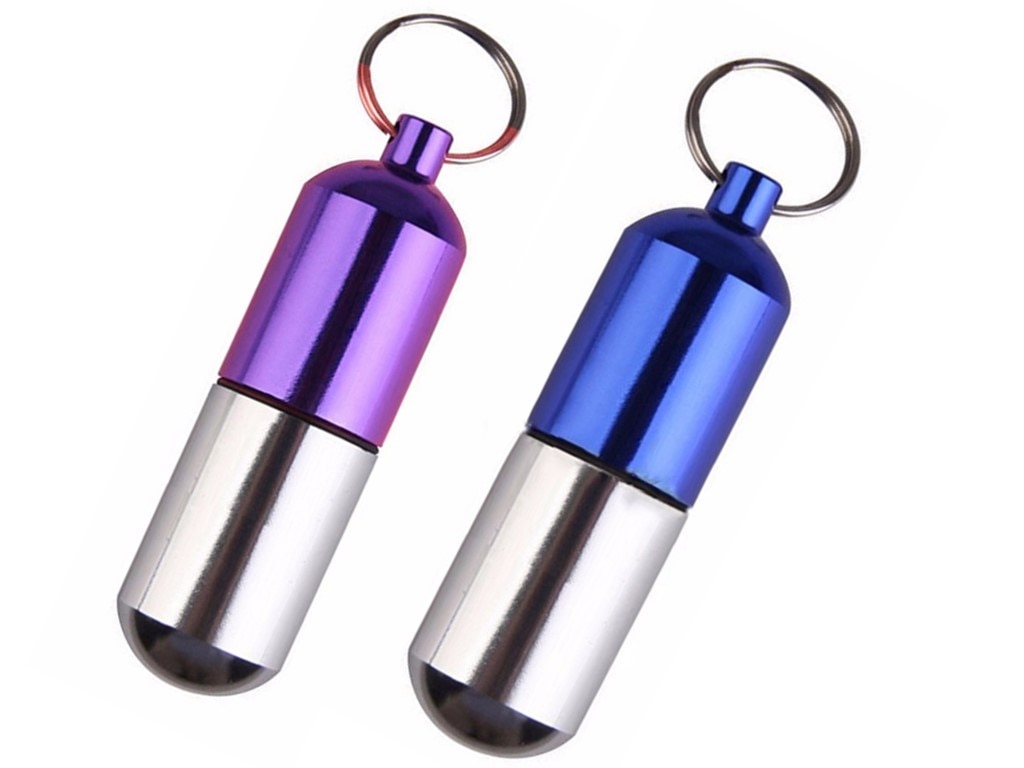 Draagbare Sleutel Holde Mini Waterdichte Aluminium Geneeskunde Pillendoosje Zaak Bottle Holder Container Ehbo Gallipot Sleutelhanger