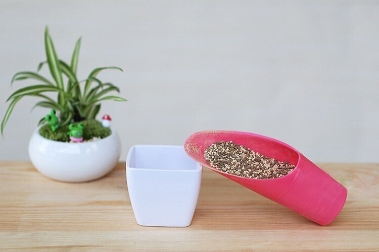 Mini farverig plastik spade skovl pottedyrkning cylinder vanddunk mini kødfuld plante jord spade skovl havearbejde
