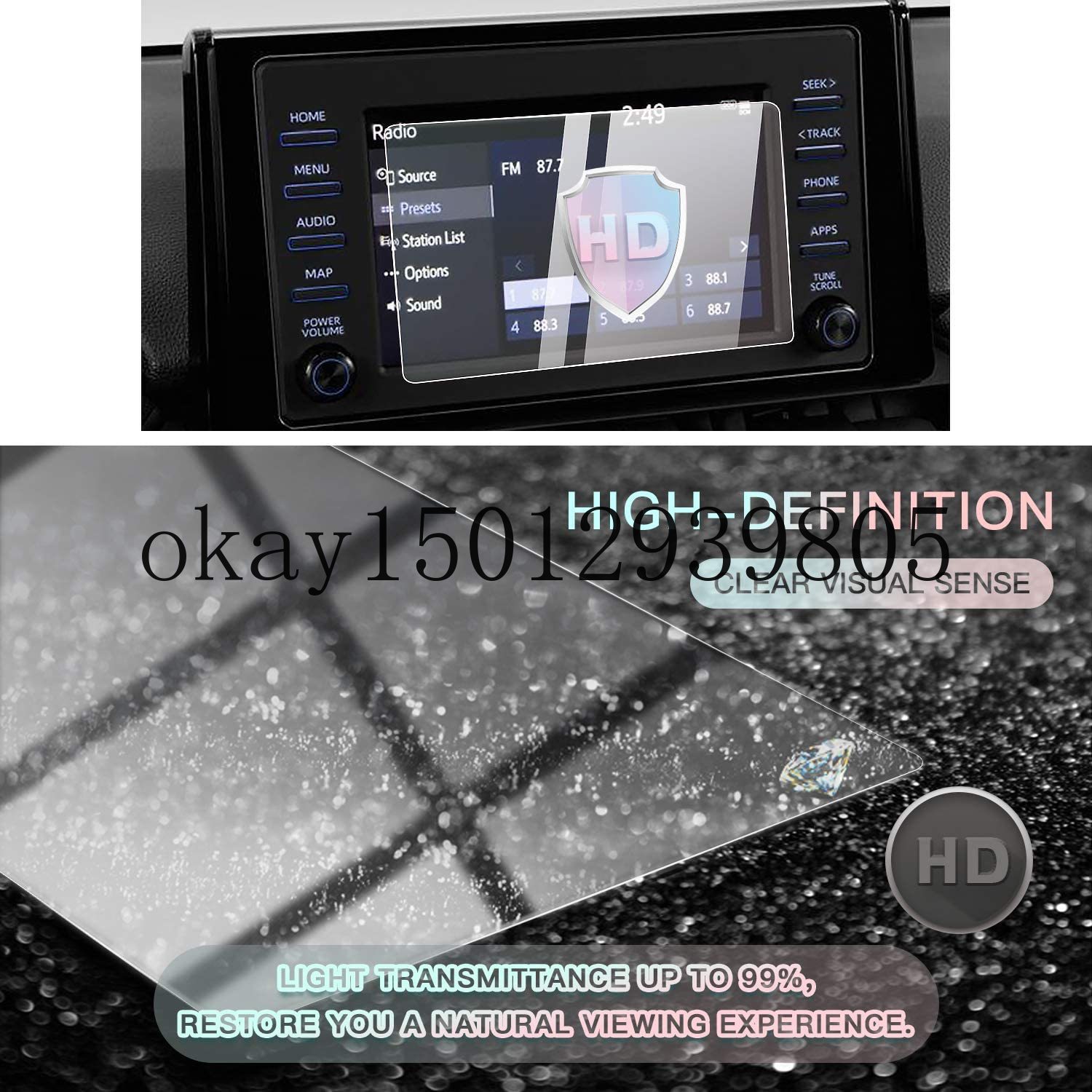 Auto Screen Protector Center Control Navigatie Touchscreen Protector Voor RAV4 , gehard Glas Hd Krasbestendigheid (7Inch)