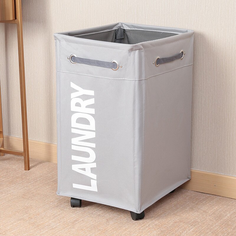 Rolling Wasmand Organizer 3 Raster Grote Wasmand Bin Waterdichte Waszakken Voor Vuile Kleren Opbergdoos Op Wielen: Medium Grey